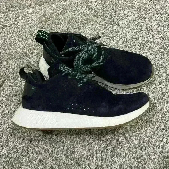 Adidas NMD C2 Men's Size 10 Shoes Black White Nubuck Trainer Sneakers preowned - Picture 3 of 8